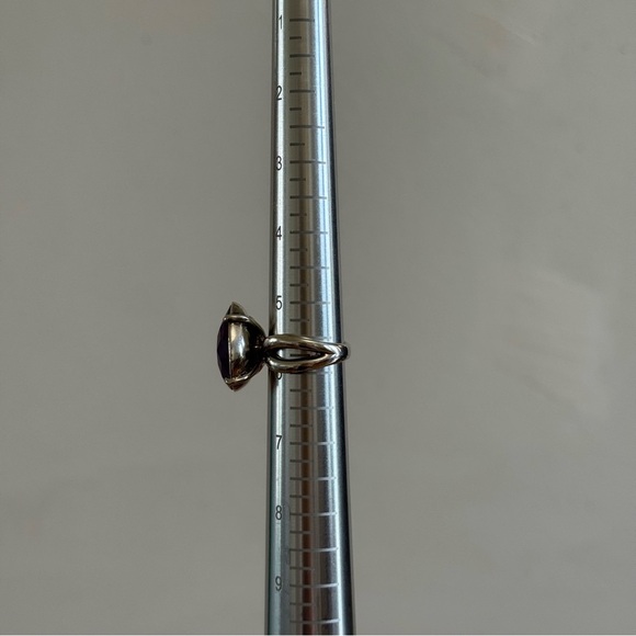 Sterling Silver BARSE Split Shank Ring Teardrop Pear Purple Stone - Picture 9 of 9